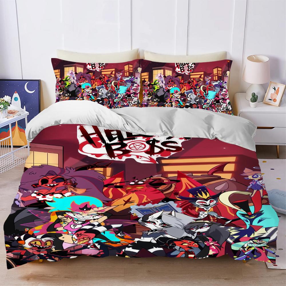 Cartoon H-Helluva-Boss Bedding Set Anime Duvet Cover Set Soft Single Twin Size Home Decor Birthday Gift Four Seasons Home Decor