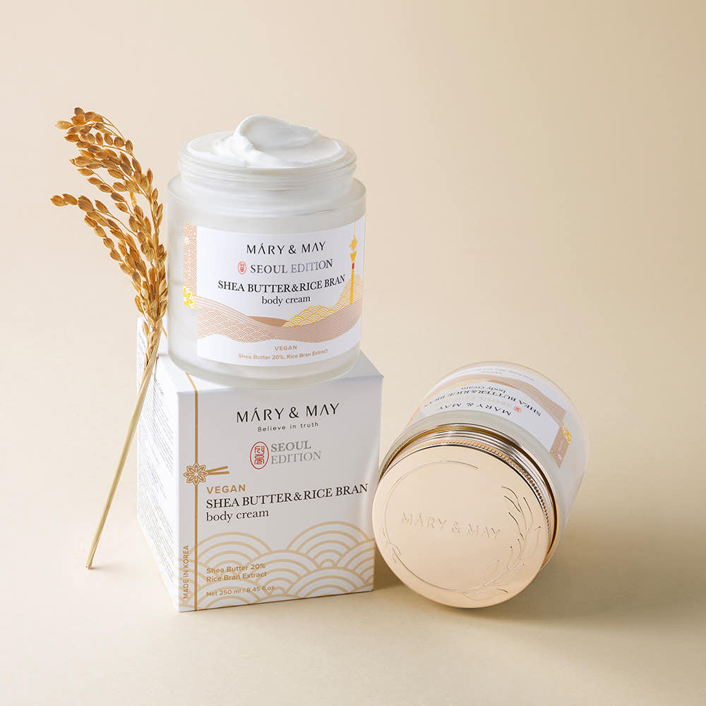 MARY & MAY Shea Butter & Rice Bran Body Cream 250ml | Nourishing Daily Moisturizer K-Beauty