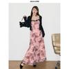Julu Studio "Flower Dream Summer" Slightly Oversized Girls Pure Desire Lace Stitching Printing Suspender Skirt Plus Size Dress