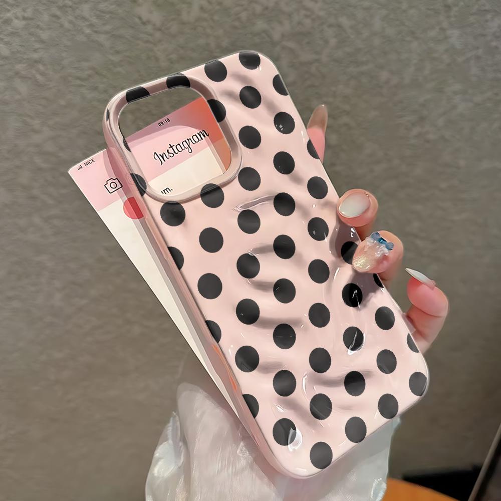 Black Wave Point Solid Color Silicone Case For Iphone 15 14 13 11 12 17 Plus 16 Pro Max Simple Minimalist Cover