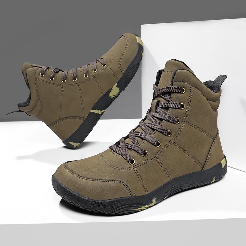 22 autumn and winter new high-top outdoor casual shoes wide head large size shoes hiking shoes leather face