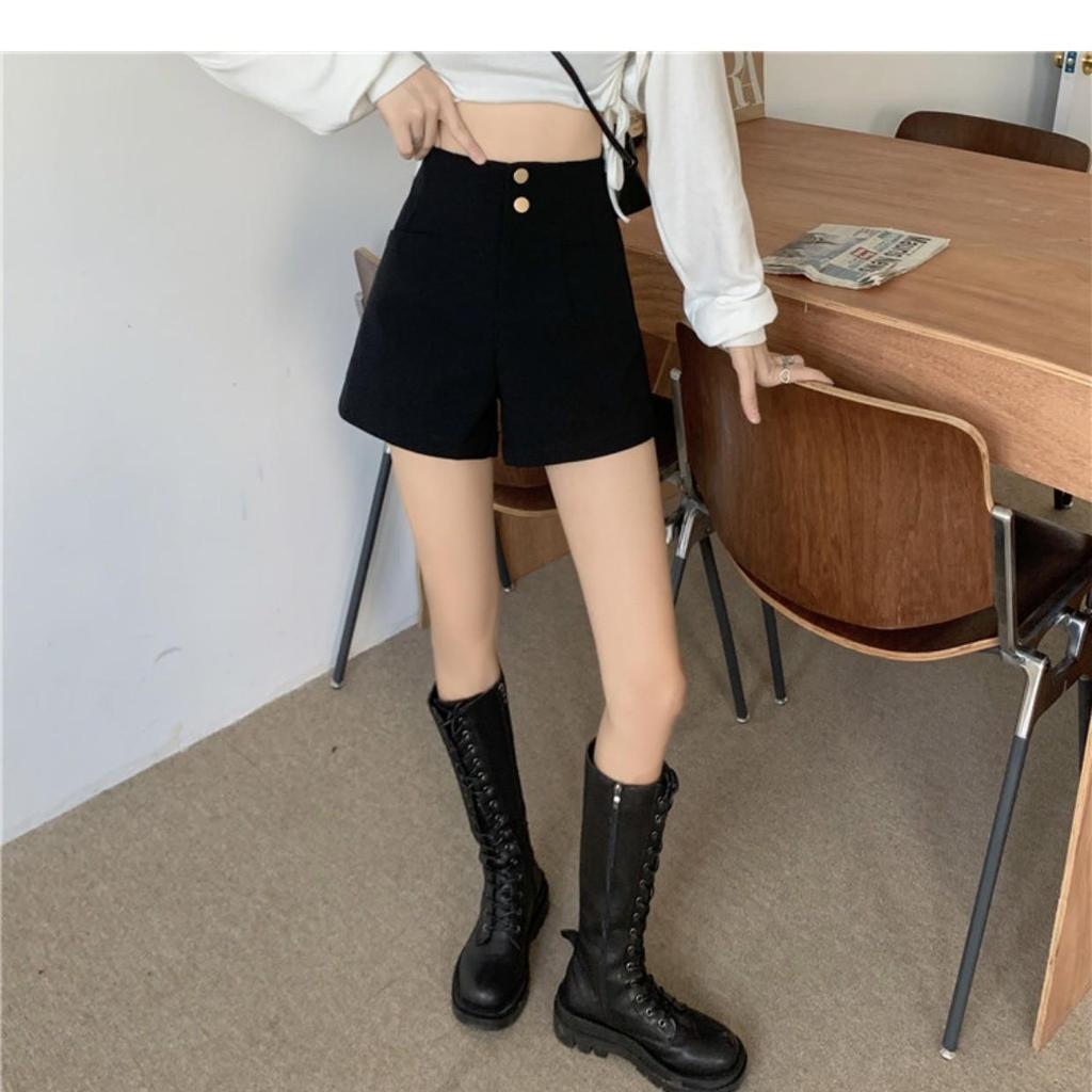 2024 Damen High Waist Schwarze A-Linien Sommer-Shorts: Schlankmachend, Vielseitig, Modisch für Freizeitkleidung mit Stiefeln