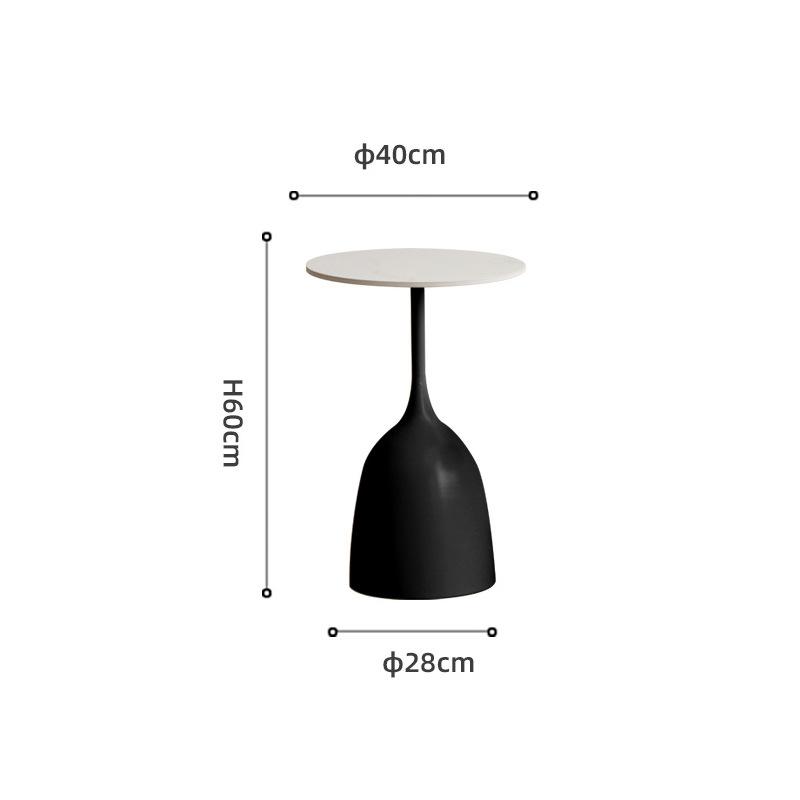 Modern Minimalist Round Side Table - Small Coffee/Sofa Table with Wrought Iron Storage Cabinet