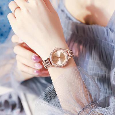 Diamond-encrusted Steel Band Women's Watch, Fashionable, Luxurious, Simple, Gradient, Double-layered Mother-of-pearl Dial, Waterproof Quartz Watch