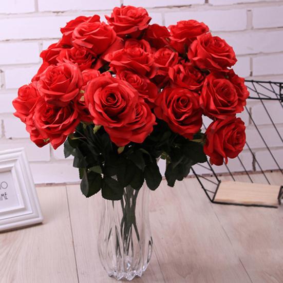 Delicate Texture Faux Silk Flower Good Bent Freely 10 Heads Wedding Rose Floral Decor Simulation Flower