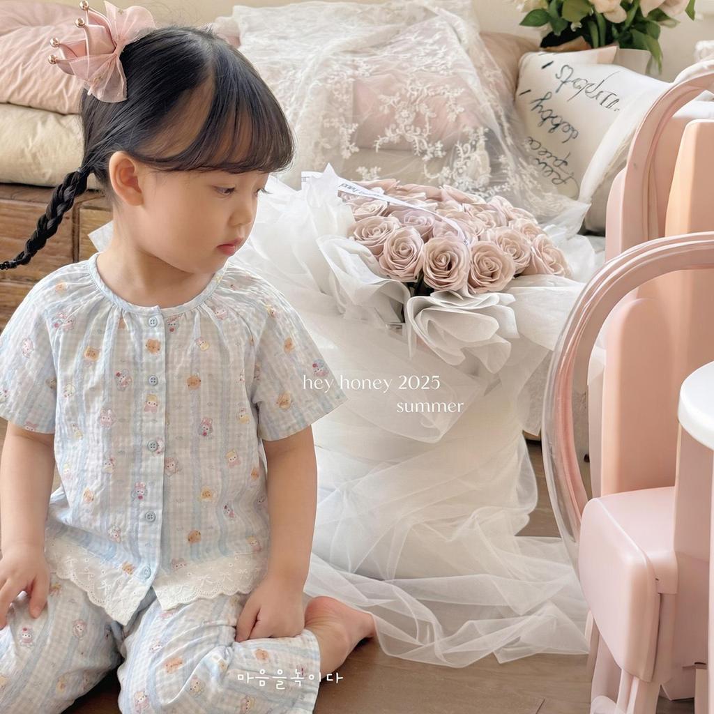 Hey Sweetheart Summer Cotton Gauze Curls Parent-Child Home Wear Set for Kids