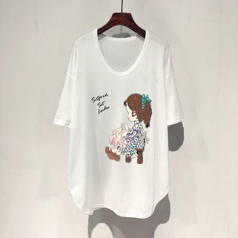 

Летняя базовая мягкая футболка размера плюс 4XL, вес 150 кг для женщин, повседневные свободные милые топы с круглым вырезом, футболки XXL