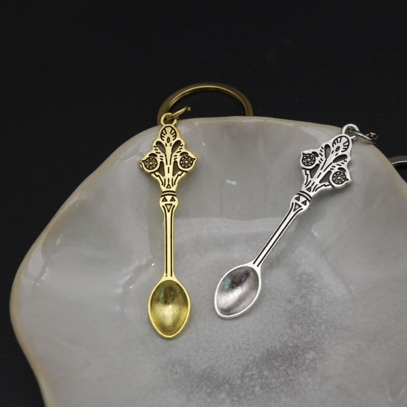 Mini Spoon Keychain Multifunctional Teaspoon Pendant Key Ring for Salt Vial Filling Backpack Hanging Decoration