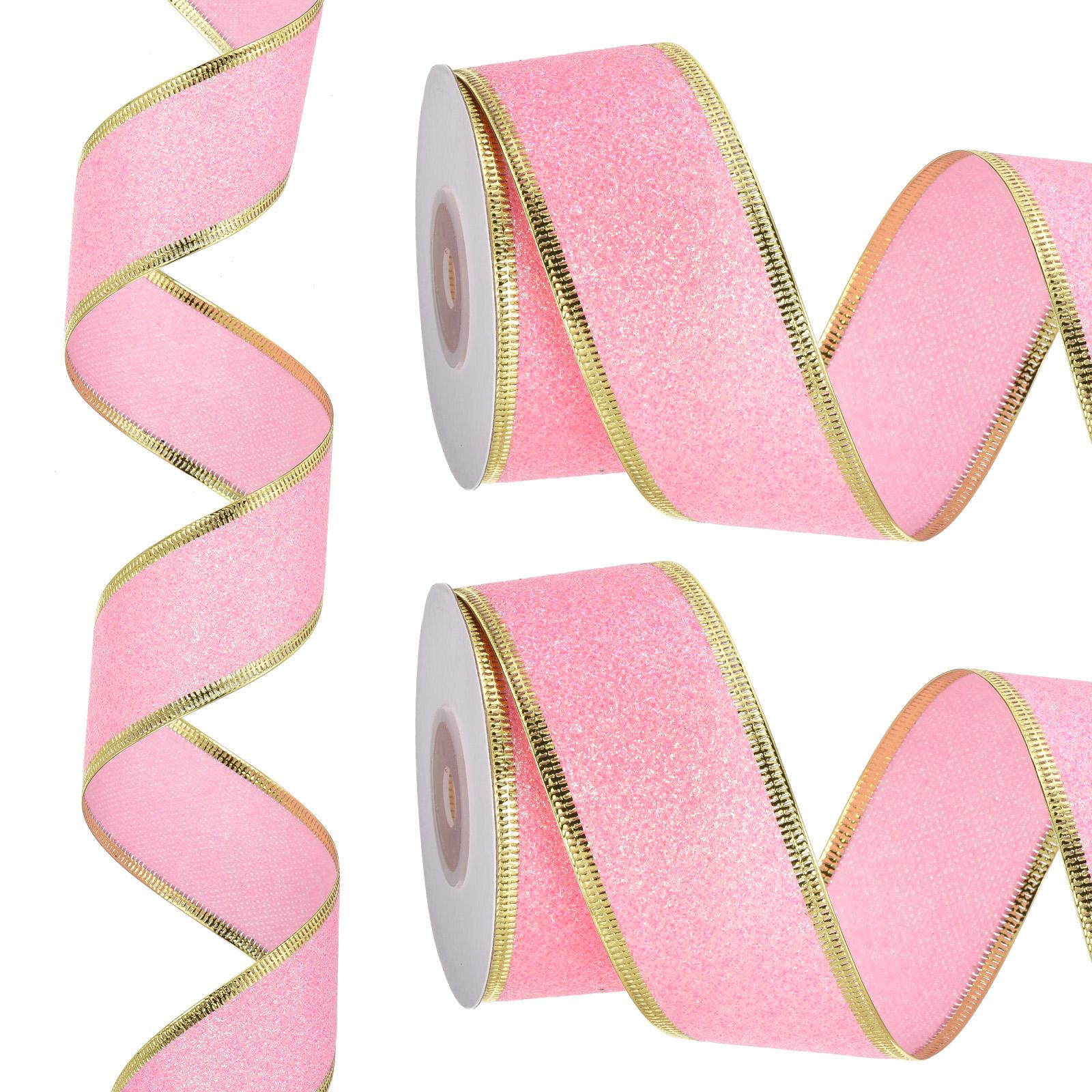 

Metallic Wired Gift Wrapping Shine Ribbon Christmas Ribbon Candy Christmas Ribbon Roll for Craft Birthday Festival Decoration 20 Yards x 1.5 inch