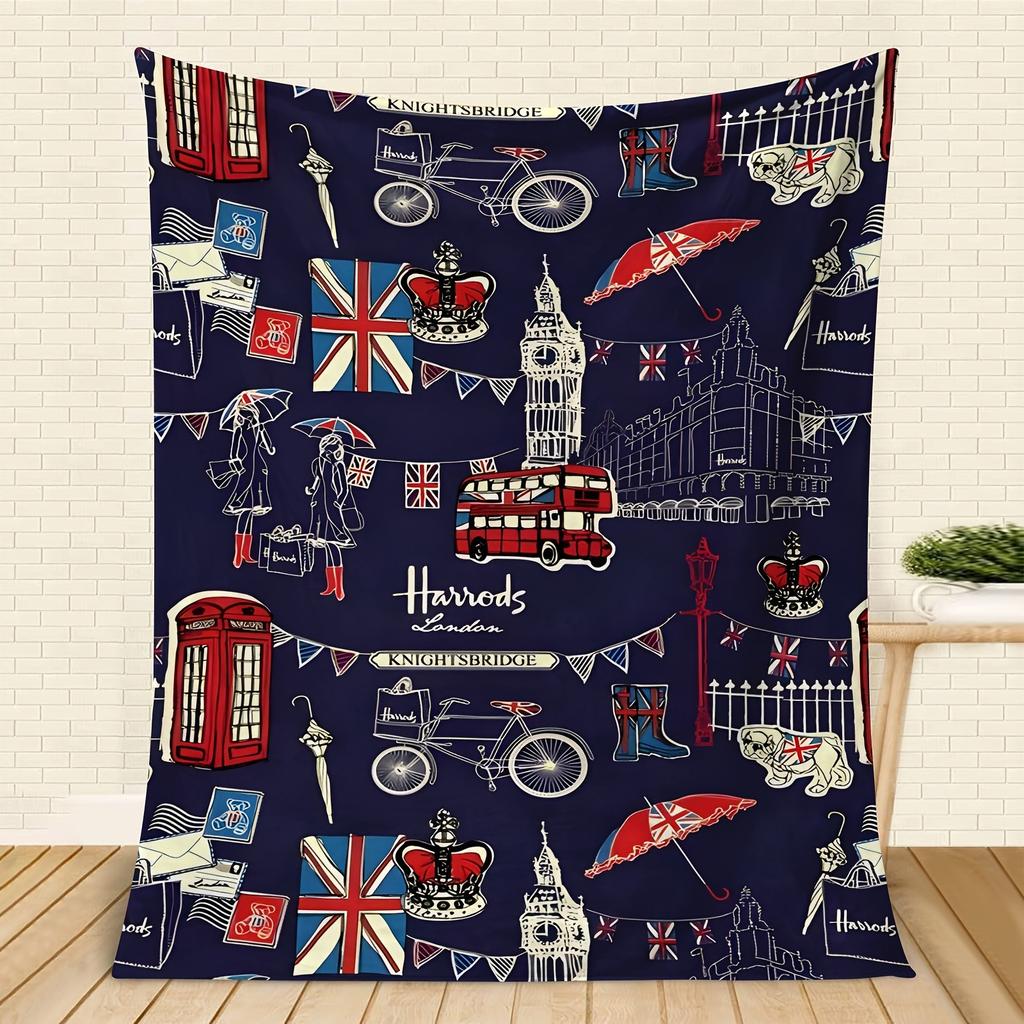 Union Jack London Blanket Soft Comfortable Flannel Blanket For Bed Sofa Chair Nap Travel Camping Blanket