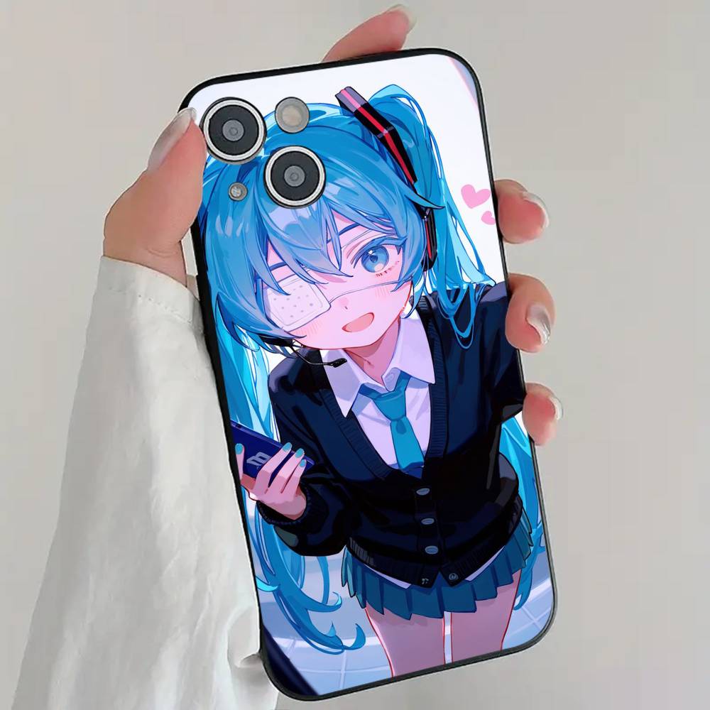Virtual Singer H-Hatsune M-Miku Phone Case Cool Black Silicone Soft For IPhone 16 15 14 13 12 11 X XR Plus Pro Max Plus