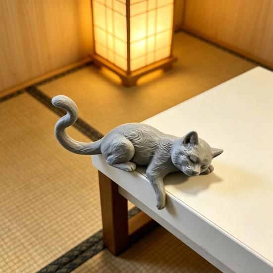 Lazy Sleeping Cat Figurine 3D Printing Soft Cute Desk Ornament Simulation Modeling Desk Ornament for Monitor Hanging
