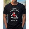 Santa Scooter Merry Christmas Vintage TShirt Men Women New Year Xmas Festive Celebrations Tops High Quality Cotton Lovely Tees