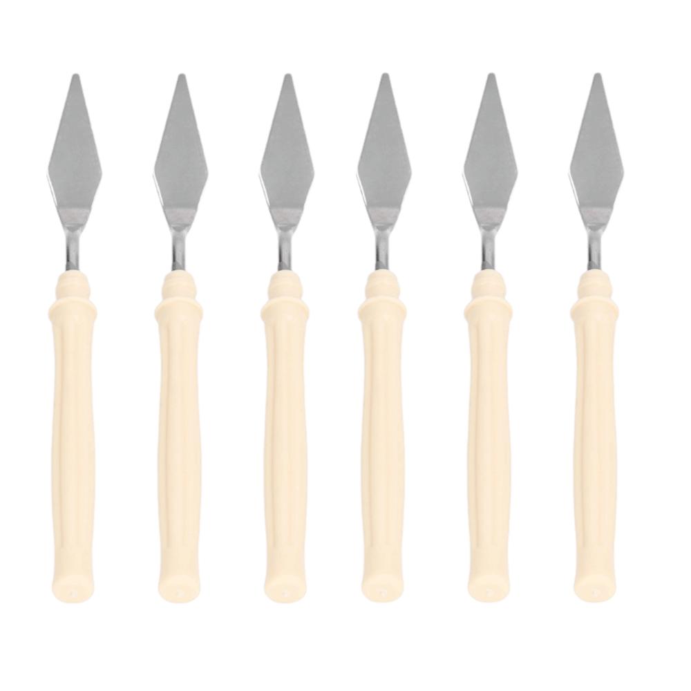 6pcs Plastic Handle Palette Palette Tool Set Metal Blade Color Mixing Palette Tool  For Oil Painting