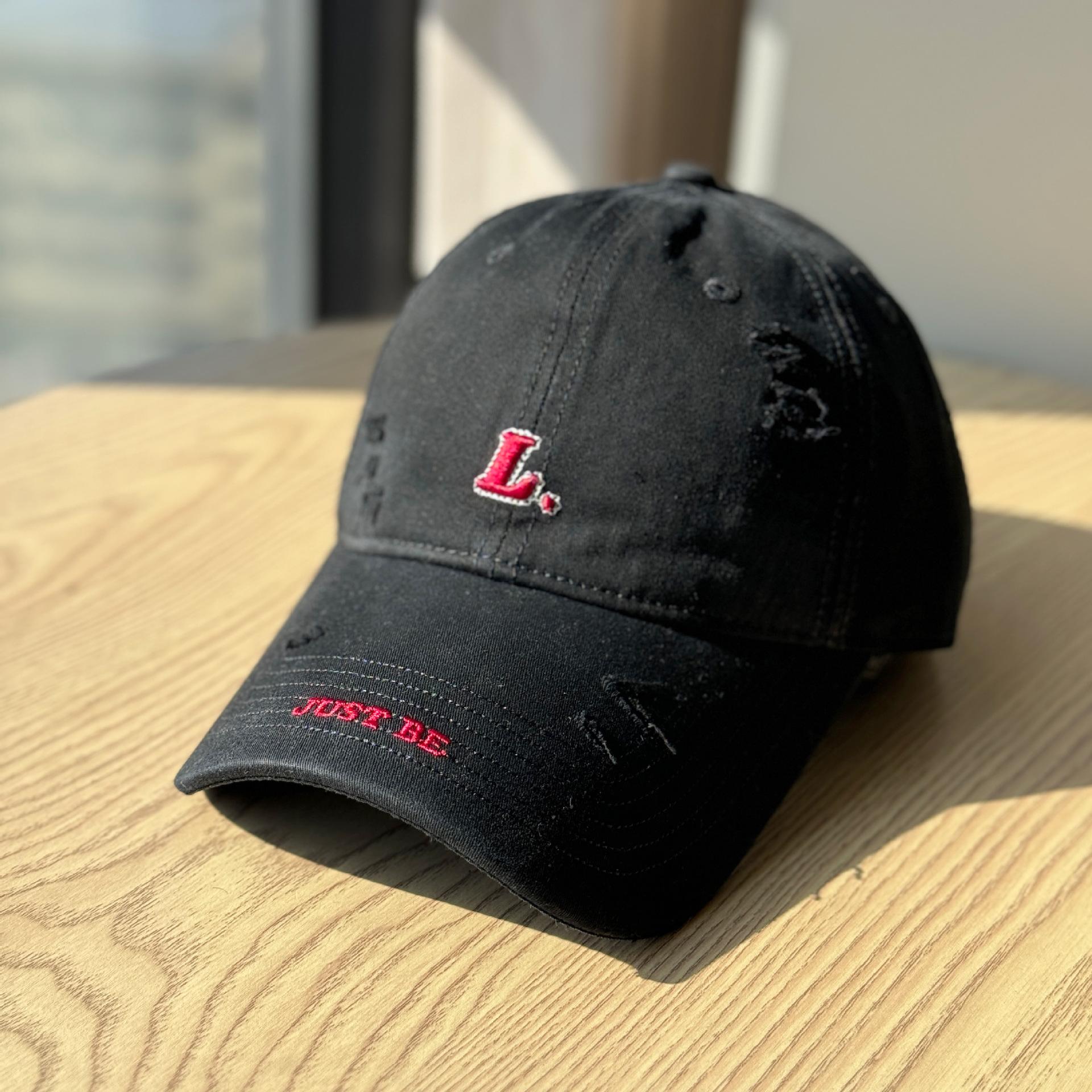 

High-quality ripped embroidered baseball cap for women, simple and versatile, blue, for spring and summer L Large head circumference baseball cap Adult54-60Adjustable