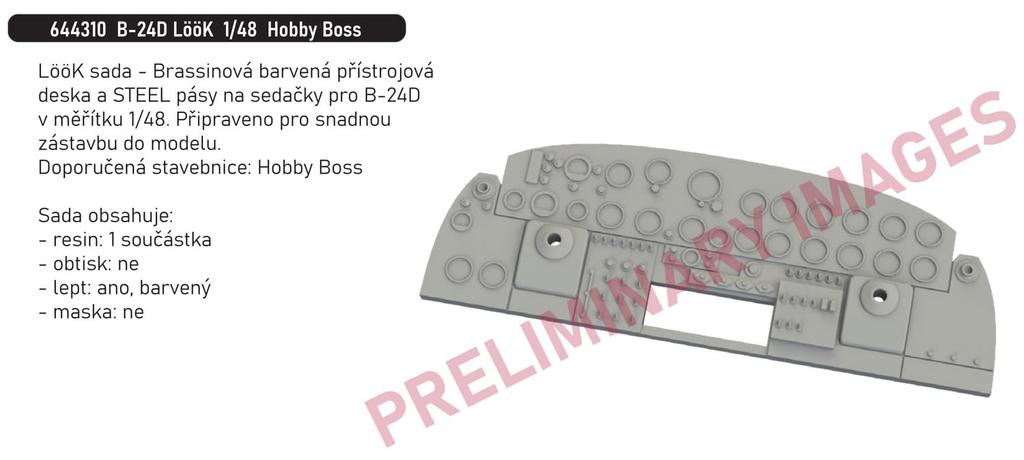 Eduard 1/48 Scale Look B-24D Instrument Panel (for Hobby Boss) Plastic Model Kit Parts EDU644310 (Airplane)