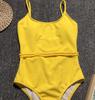 Damen Badeanzug Einfarbig Einteilig Sexy Binden Zurück Bikini Bademode Badeanzüge