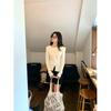 Korean Chic One-Shoulder Long-Sleeve Knit Top - Autumn/Winter Elegant Design for Women