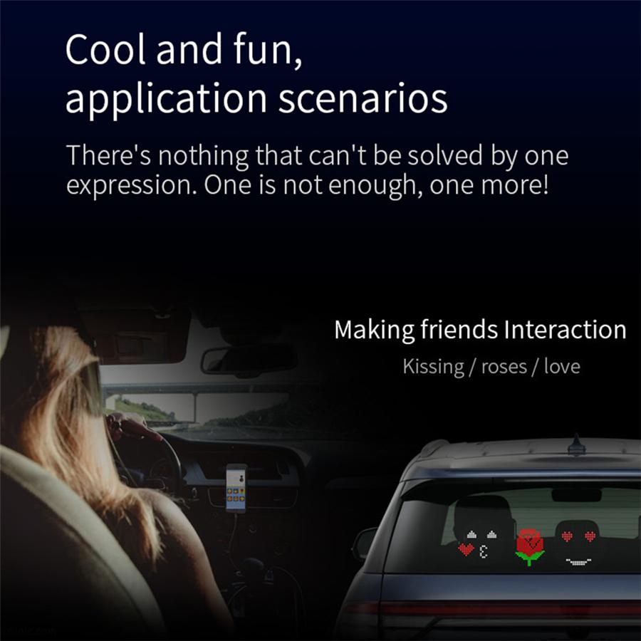 Funny Car Rear Window Emotion Light Auto Smart APP Control 5.0 Sign Display Ligh
