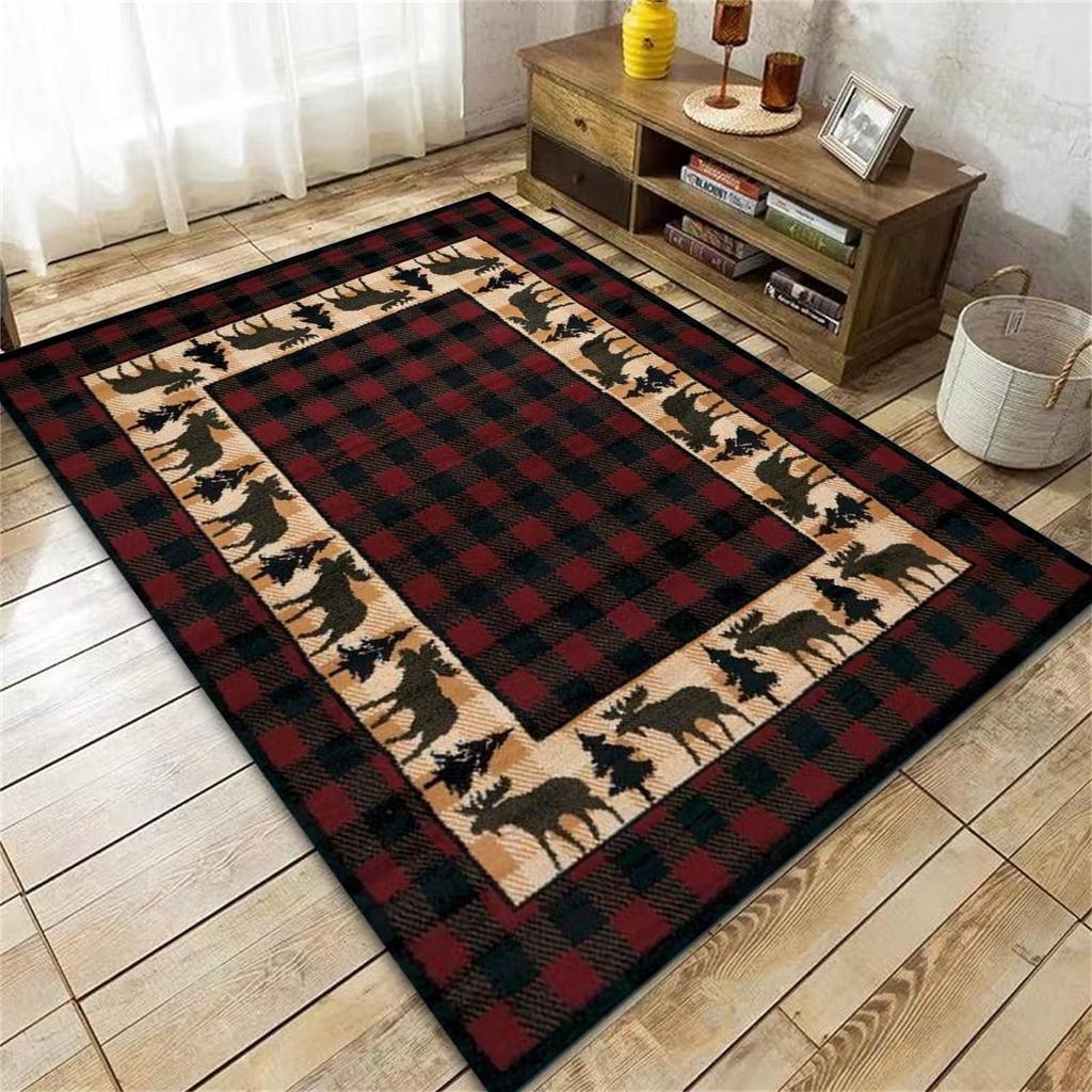 Brown Bear Area Rug Southwestern Rustic Rug,Farmhouse Wild Animal Living Room Rugs Machine Washable Maple Bear Claw Carpet