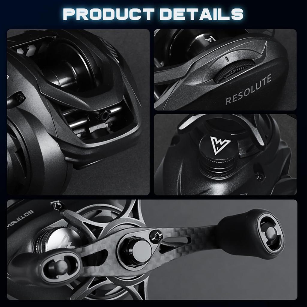 Mavllos Resolute Ultralight Baitcasting Gear Lure Weight Carbon 4kg Drag Magnetic Handle Reel, 7.11 Ratio, 9+1 Bearings, 2-22g, Frame, Capacity,