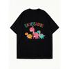 Uroczy, obszerny T-shirt w kolorze czarnym z nadrukiem dinozaura Teachersaurus dla nauczycieli i miłośników szkoły, swobodny ubiór