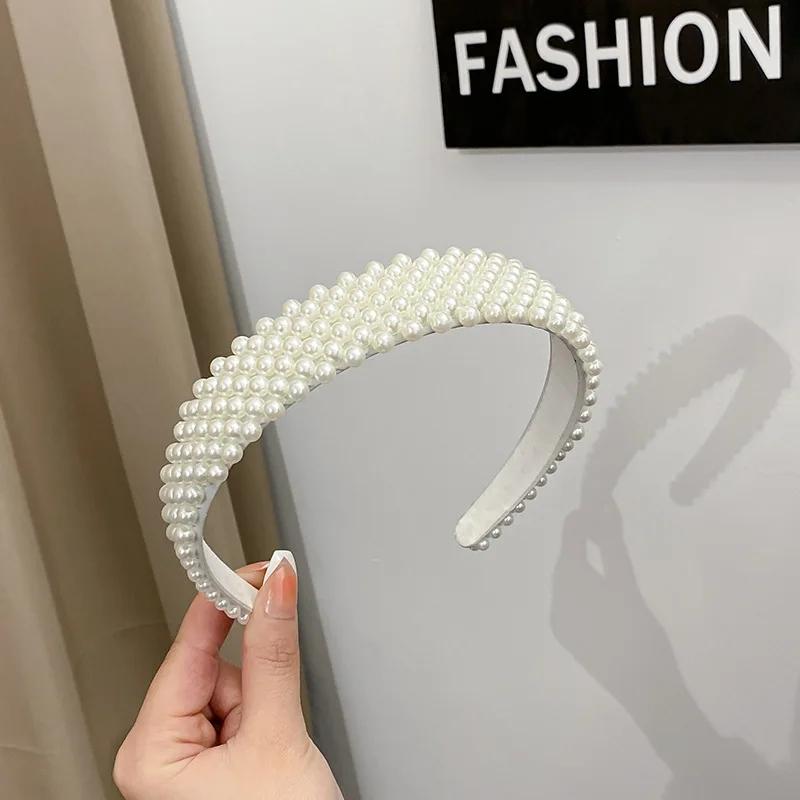 Mode Full Pärla Hårband Elegant Enkelt Blomma Kvinnor Hårbygel Band Pannband Infattning Flickor Håraccessoarer Huvudsmycke