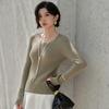 2025 Autumn/Winter 100% Cashmere Slim-fit Ribbed U-neck Striped Base Layer Knitwear