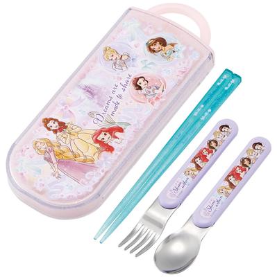 Skater Lunchbox Trio Set Kinder Hergestellt in Disney Princess 25 TACC2AG68992 Kinderstäbchen, Löffel, Gabel, Besteck, Antibakteriell, Leicht zu öffnen