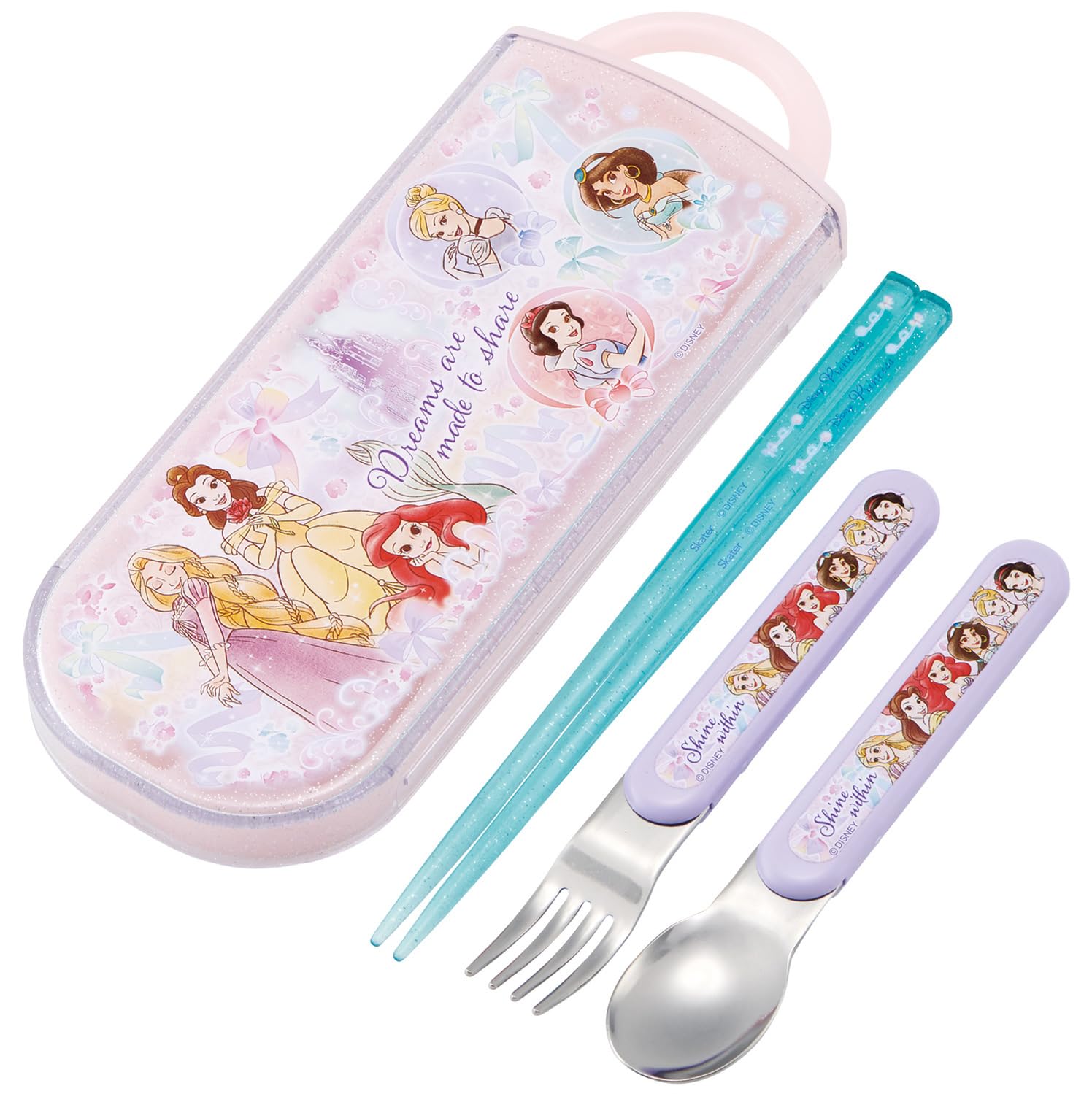 

Набор ланч-боксов Skater Trio для детей Сделано Disney Princess 25 TACC2AG68992 Детские палочки для еды, ложка, вилка, столовые приборы, антибактериальные, легко открывающиеся