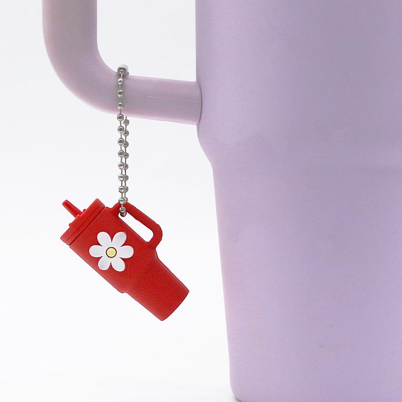 Popular Soft Rubber Stanley Cup Pendant Keychain - Creative Milk Tea Cup Keyring Available