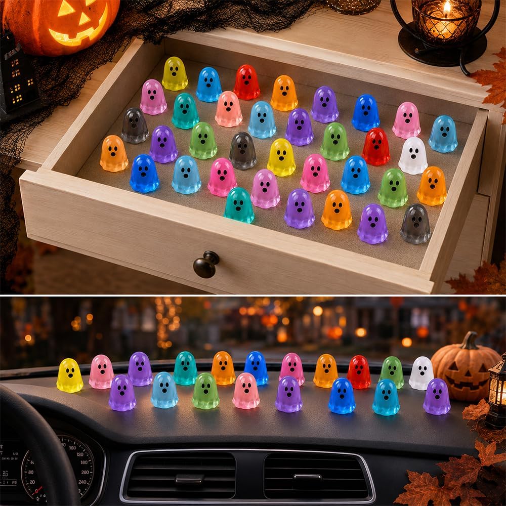 Figurine Mini Fantome Halloween, 100 BUC Fantome Luminoase în Întuneric pentru Masă