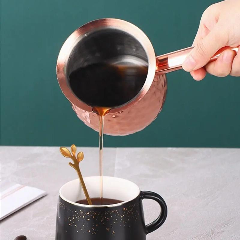 Versatile Handcrafted Turkish Coffee Pot Handle Stable Melting Jug Stainless Steel Lid Heating Pot Household