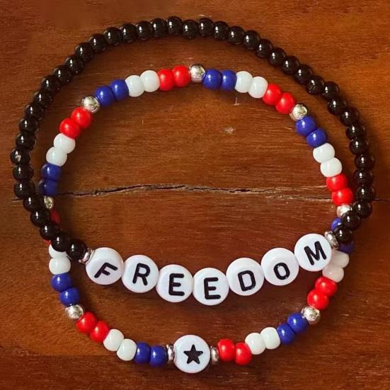 Freedom Bracelets Beaded Memorial Wristband Elastic Turning Point Patriotic Bracelets for Men Women Kids Commemorative Events