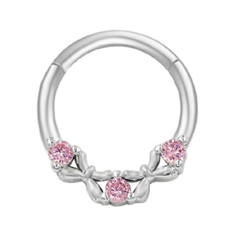 Kristall-Nasen-Clicker Handgefertigt Silberfarben Septum-Ring Edelstahl Piercing-Accessoire für Ohr und Knorpel