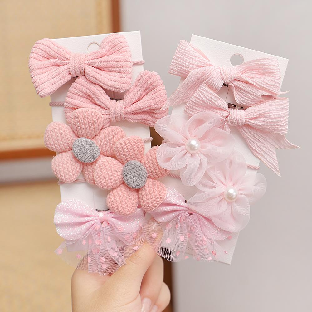 10Pcs/Set Big Bow Flower Elastic Hairbands Children Girls Sweet Hair Ties Headbands Hair Accessories Rubber Band For Kid