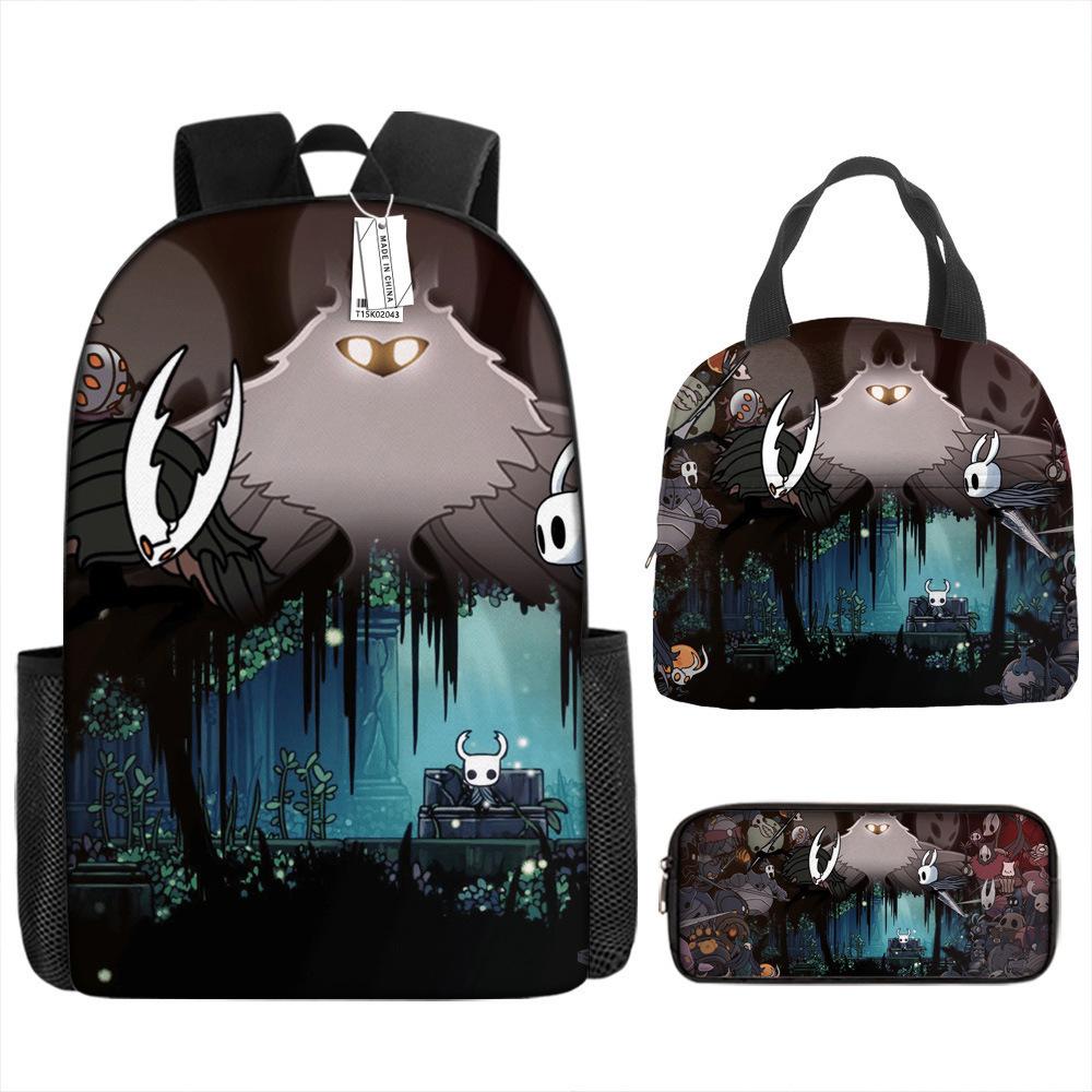 Luxusní Novinka Kreativní Cool Nový Hollow Knight 3D Tisk 3ks/Sada žák Školní tašky Batoh na notebook Denní batoh Batoh Taška na oběd Pouzdro na tužky