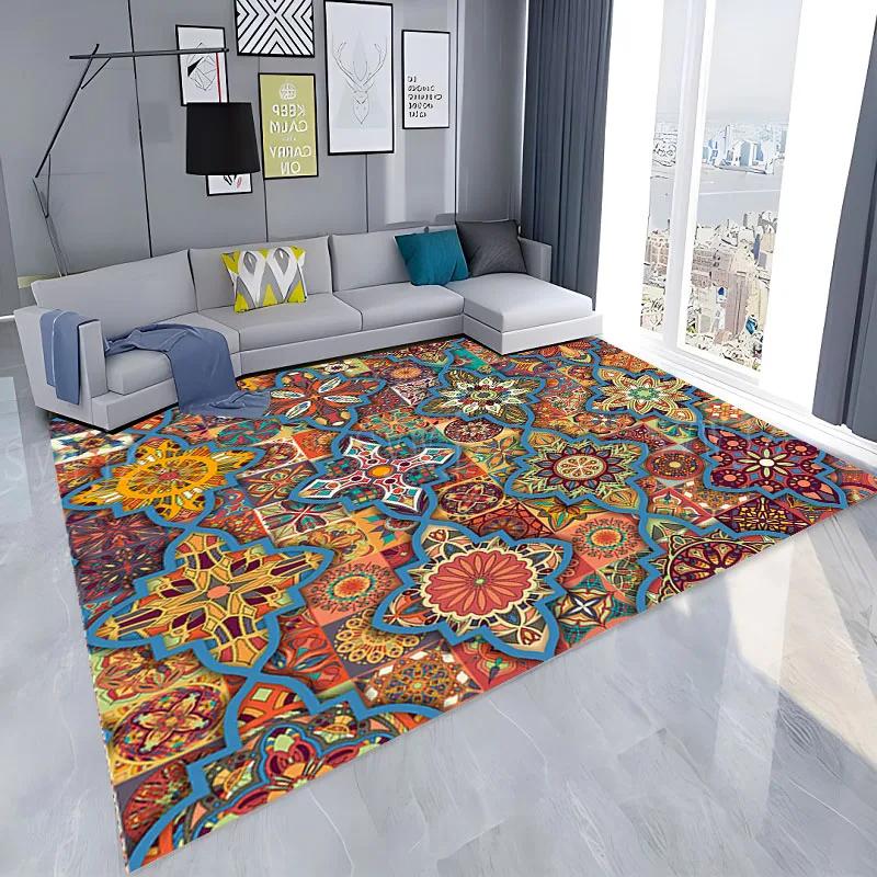 Bohemian Style Mandala Carpet Vintage Boho Area Rug Living Room Girls Bedroom Bedside Dorm Soft Floor Mat Home Entrance Door Mat