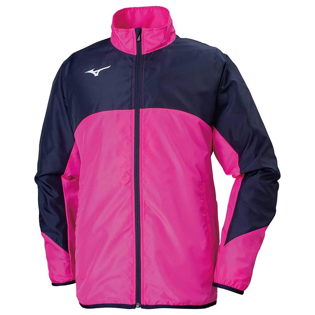 Mizuno Training Wear Windbreaker Pink Glow X Deep Size M Jacket, Standard, Windproof, 32ME9120, Navy,