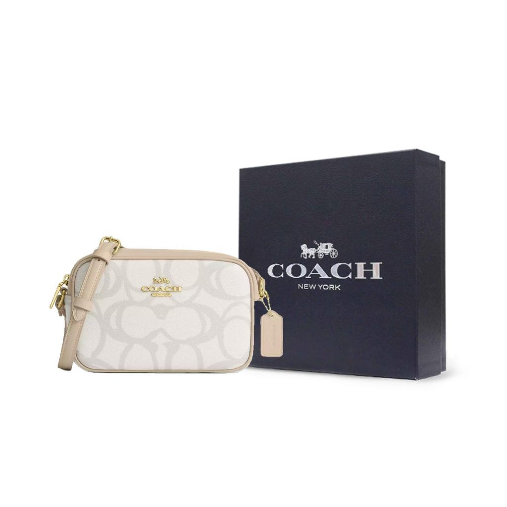 Coach Jamie 20 Adjustable Shoulder Strap Signature Coated Canvas Camera Bag Women shoulder bag Cream-White CBL94-IMIVO