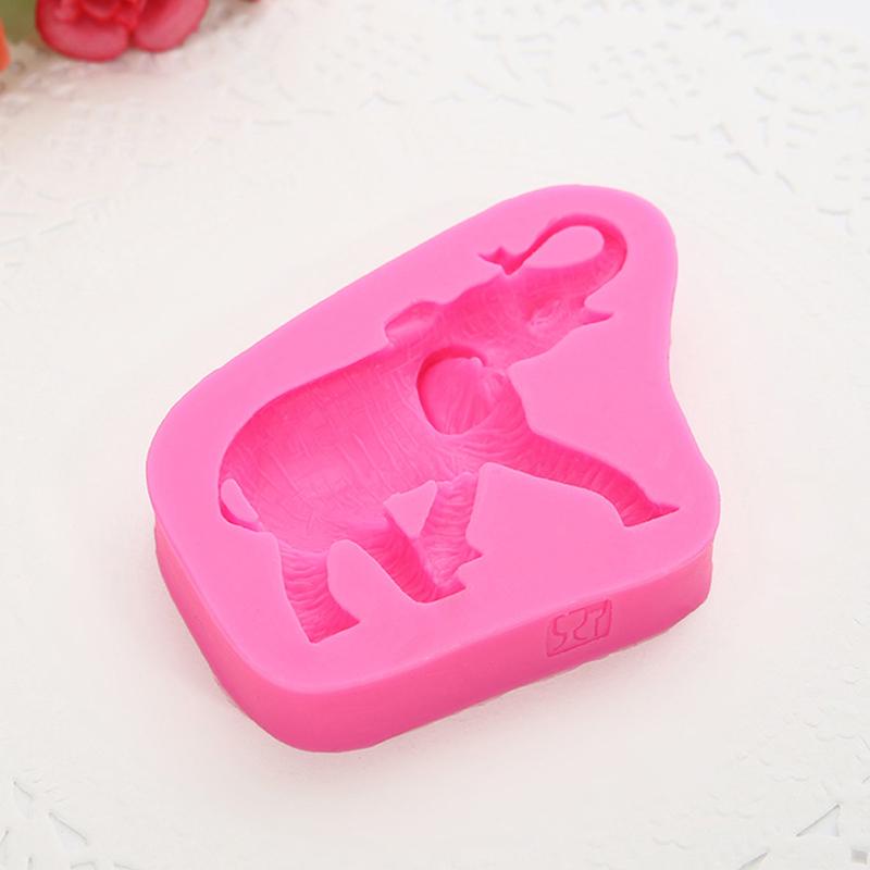 

3D силиконовая форма для слонов и животных, форма для шоколада, инструмент для украшения торта из помадки розовый
