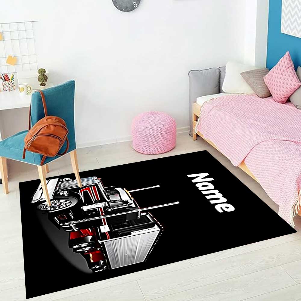 Heavy Trucks Customize your name rug, office chair cushion, home bedroom living room gift.