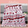 Double Blanket Plush With Christmas Snowflake Elk Printing Design Daily For