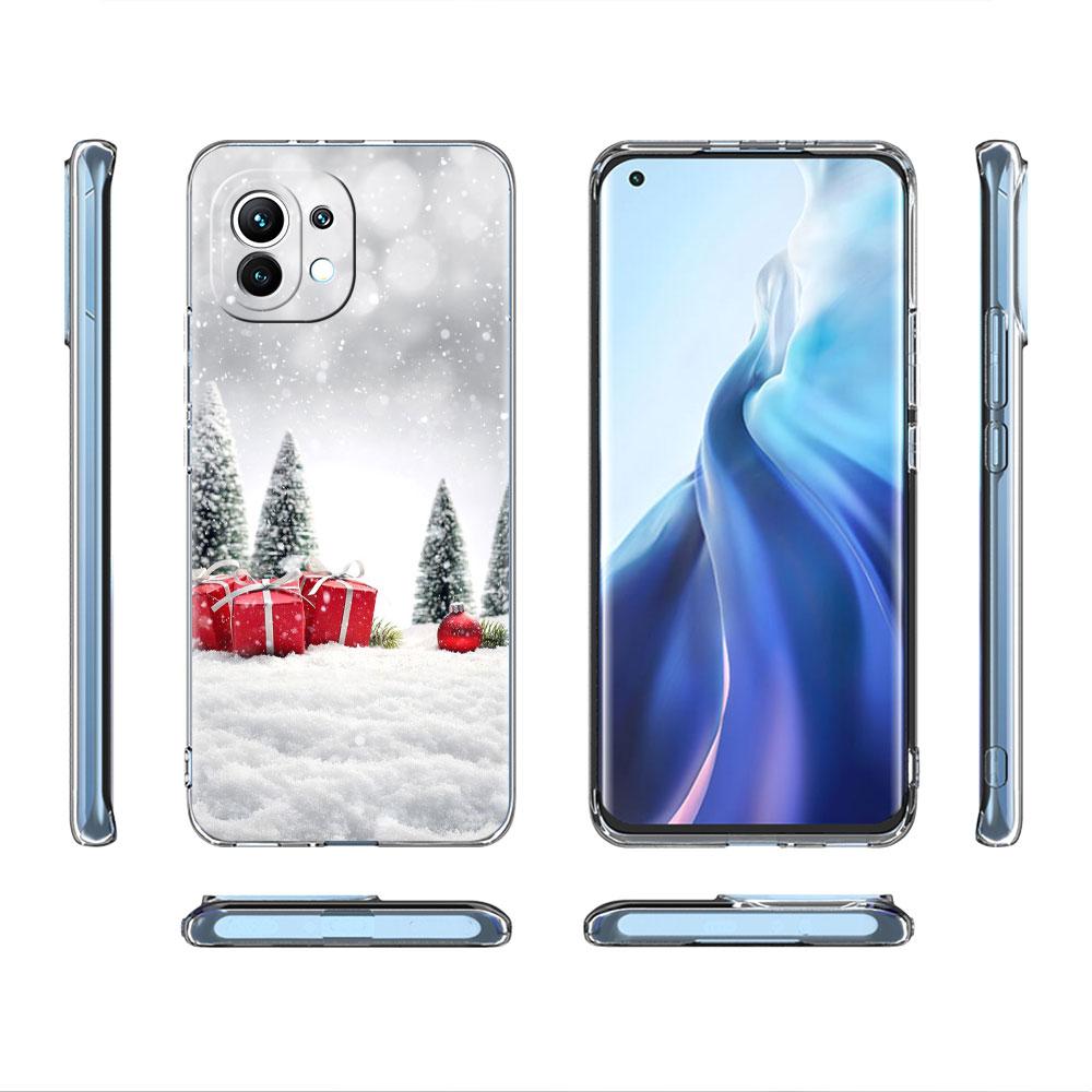 Snowflake Snow Christmas Clear Case For Xiaomi Mi Poco X3 NFC M3 Pro F3 F1 11 Lite 12 Note 10 11T 9T Transparent Phone Cover