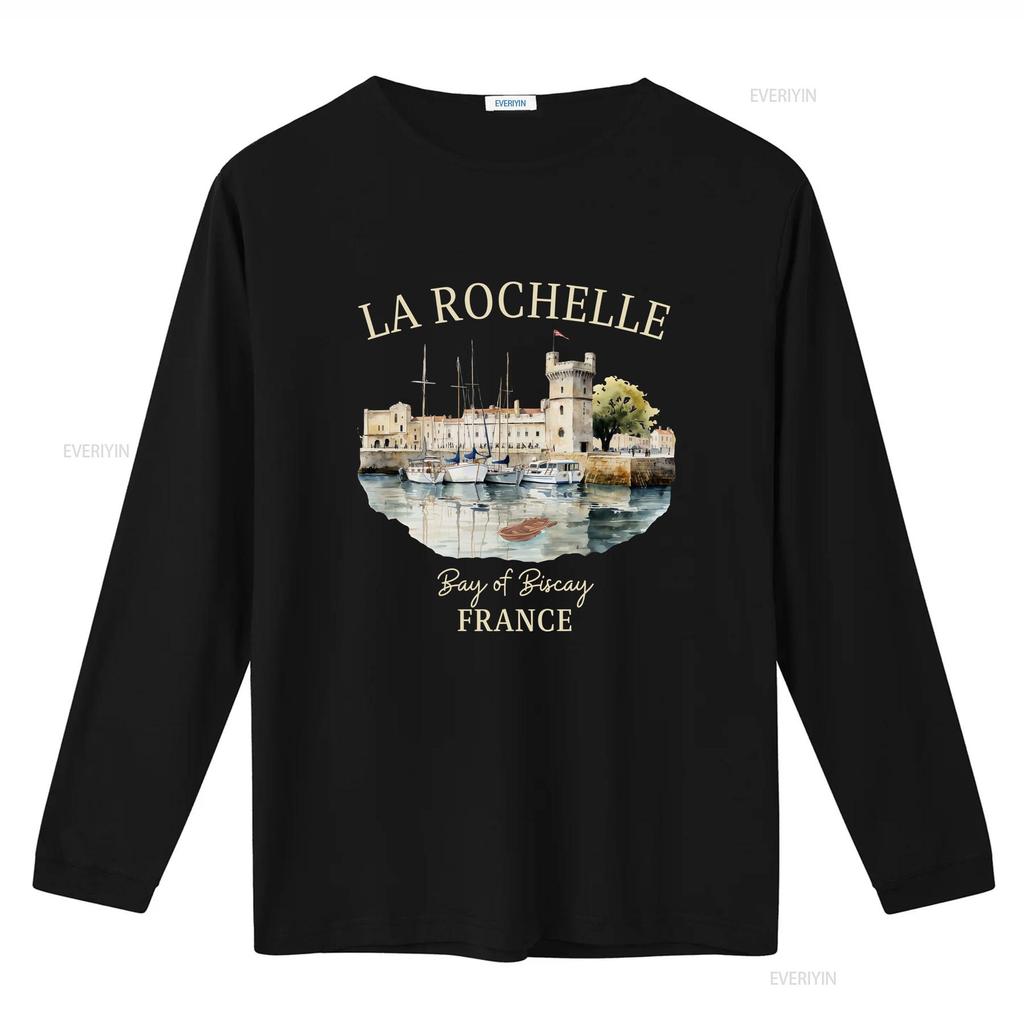 La Rochelle T-Shirt Weich Frankreich Urlaubsbekleidung Souvenir Vintage Gewaschen Vielseitiges Oberteil Für Den Alltag Dehnbar Atmungsaktiv