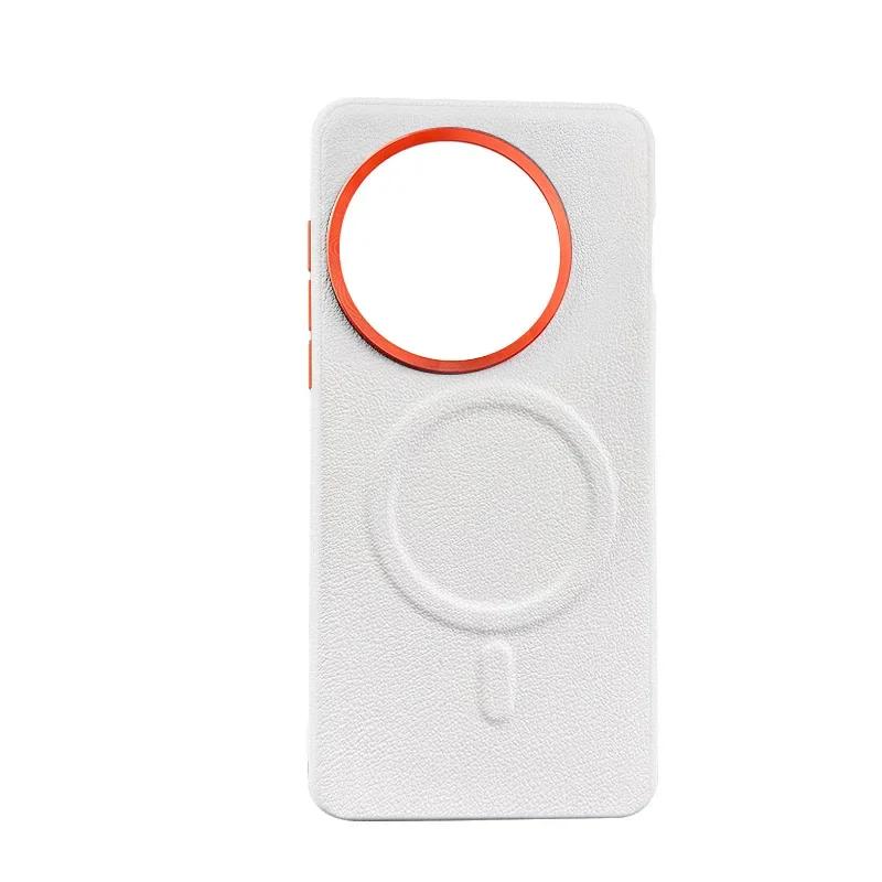 

OnePlus 13 13T Magnetic Attraction Plain Leather Case for One Plus 13R Ace 5 Pro Lens Hardware Large Hole Protection Phone Cover OneplusAce5Pro