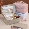 Große Kapazität Kosmetiktasche für Damen Reise Kosmetiktasche Wasserdicht PU-Leder Toilettenartikel-Organizer mit kleiner Tasche Samt-Innenfutter