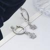 Light luxury fashion micro-inlaid zircon flower pendant earrings temperament retro design ear buckle high-end exquisite earrings