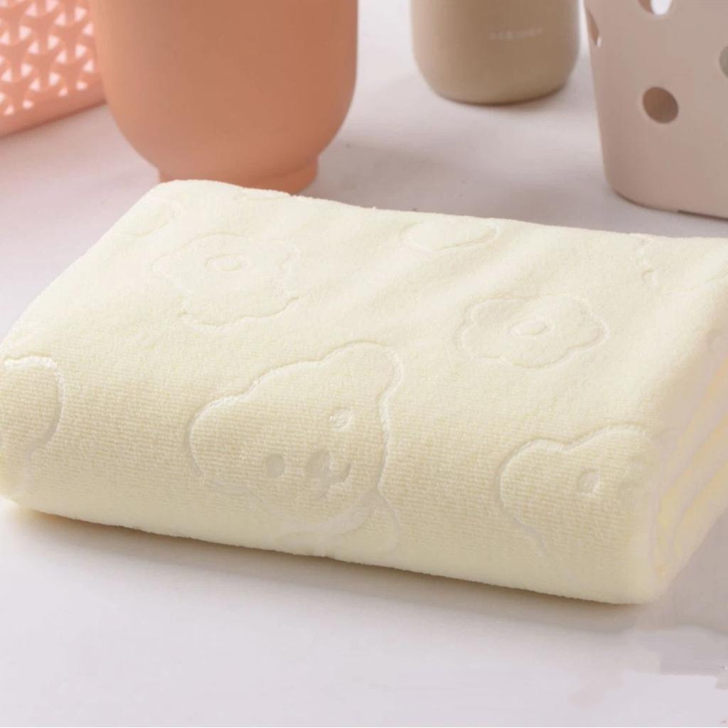 70*140cm Ultra-fine Fiber Quick Drying Towel Thick Soft Absorbent Teddy Bear Embossed Shower Towel