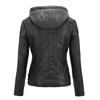 Veste de moto en cuir pour femme automne et hiver, veste courte à capuche amovible, coupe slim avec veste en cuir polaire pour femme